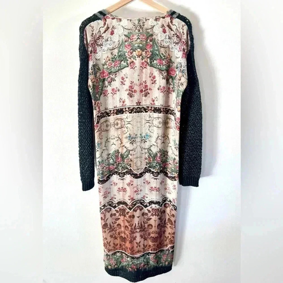 Aratta Silent Journey Open Knit Mixed Media Sweater Front Tunic Duster Small - Picture 6 of 10